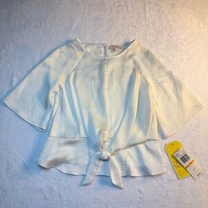 NWT Gianni Bini Girls Cream Tie-Front Blouse